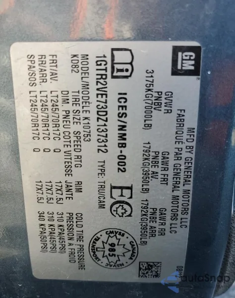 2013 GMC Sierra K1500 Sle из США, поврежденный, VIN 1GTR2VE73DZ137312